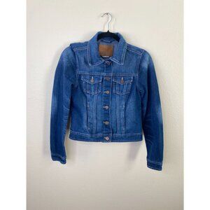 BBJ Los Angeles Womens Denim Jacket Button-Up S Cotton Blend Blue Short Pockets